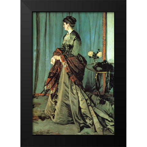 Portrait of Mme Gaudibert 1868 Black Modern Wood Framed Art Print by Monet, Claude