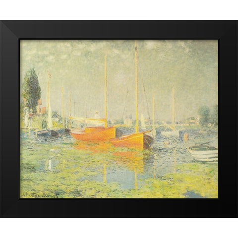 Red Boats-Argenteuil 1875 Black Modern Wood Framed Art Print by Monet, Claude