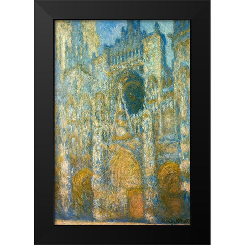 Rouen Cathedral at dawn 1894 Black Modern Wood Framed Art Print by Monet, Claude