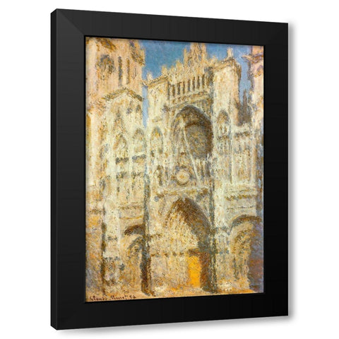 Rouen Cathedral-sunlight 1894 Black Modern Wood Framed Art Print by Monet, Claude