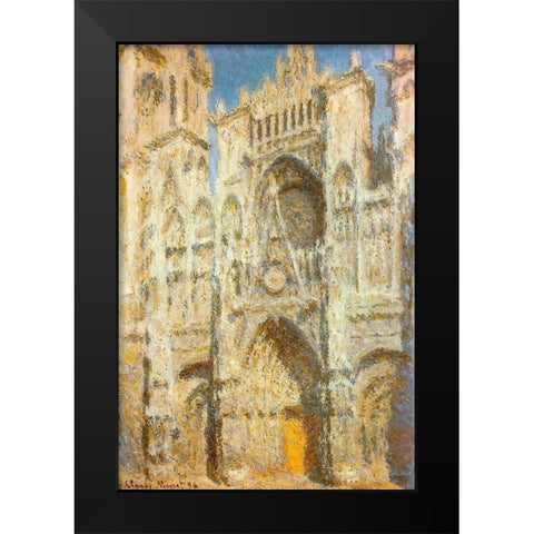 Rouen Cathedral-sunlight 1894 Black Modern Wood Framed Art Print by Monet, Claude