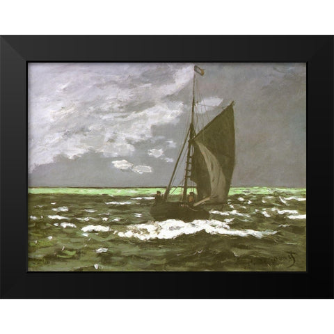 Seascape-storm 1866 Black Modern Wood Framed Art Print by Monet, Claude