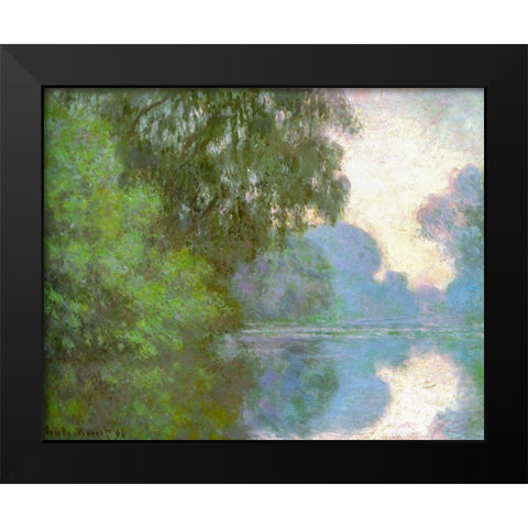 Seine near Giverny 1896 Black Modern Wood Framed Art Print by Monet, Claude