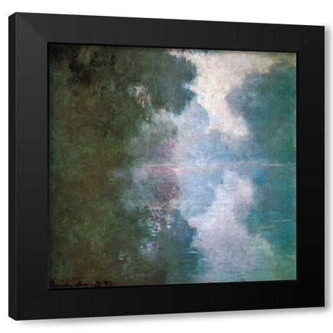 Seine-morning mists 1897 Black Modern Wood Framed Art Print with Double Matting by Monet, Claude