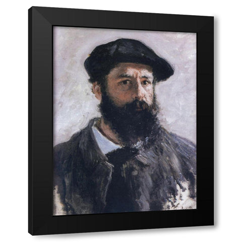 Self-portrait in beret 1886 Black Modern Wood Framed Art Print by Monet, Claude