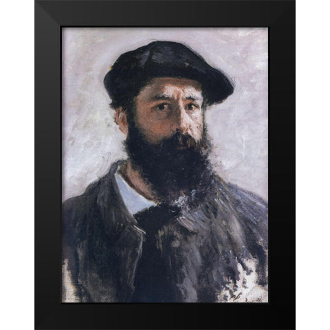 Self-portrait in beret 1886 Black Modern Wood Framed Art Print by Monet, Claude