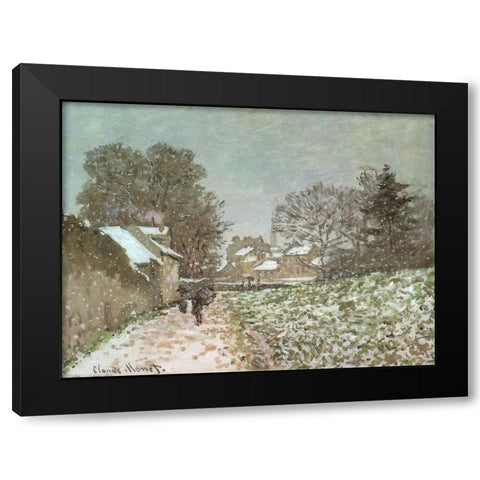 Snow at Argenteuil 1875 Black Modern Wood Framed Art Print with Double Matting by Monet, Claude