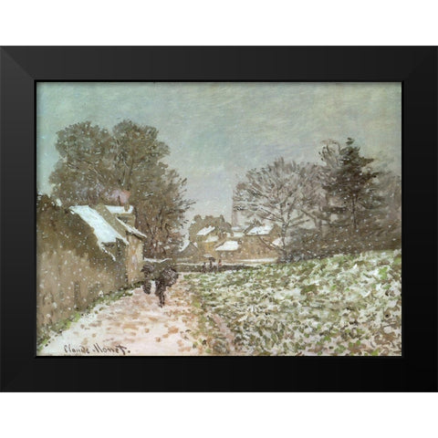 Snow at Argenteuil 1875 Black Modern Wood Framed Art Print by Monet, Claude