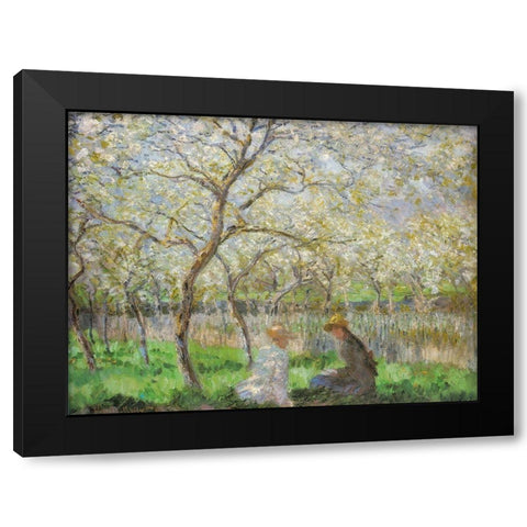 Spring 1886 Black Modern Wood Framed Art Print with Double Matting by Monet, Claude