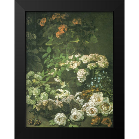 Spring Flowers 1864 Black Modern Wood Framed Art Print by Monet, Claude