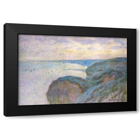 Steep cliffs 1897 Black Modern Wood Framed Art Print with Double Matting by Monet, Claude