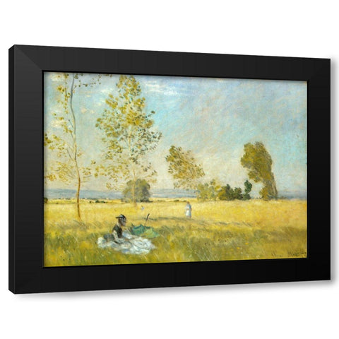 Summer-The Meadow 1874 Black Modern Wood Framed Art Print with Double Matting by Monet, Claude