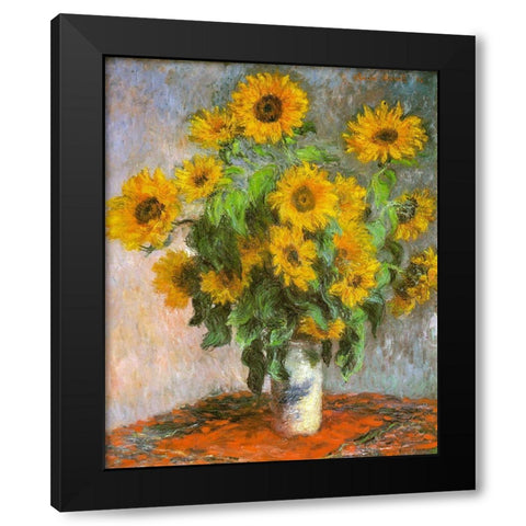 Sunflowers 1881 Black Modern Wood Framed Art Print with Double Matting by Monet, Claude