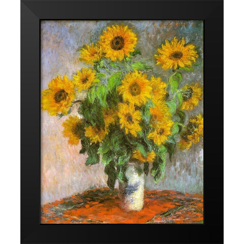 Sunflowers 1881 Black Modern Wood Framed Art Print by Monet, Claude