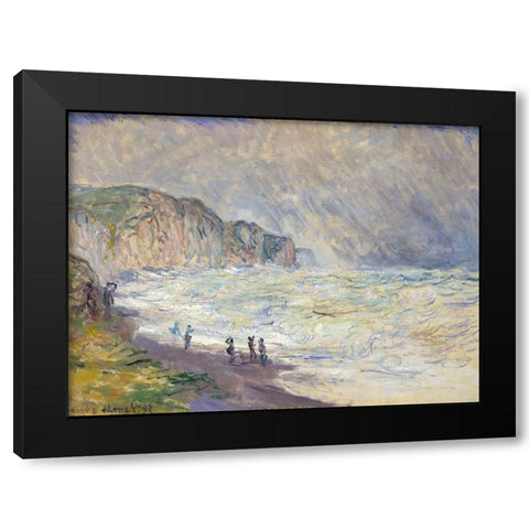 Heavy Sea at Pourville 1897 Black Modern Wood Framed Art Print with Double Matting by Monet, Claude