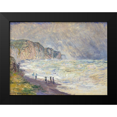 Heavy Sea at Pourville 1897 Black Modern Wood Framed Art Print by Monet, Claude