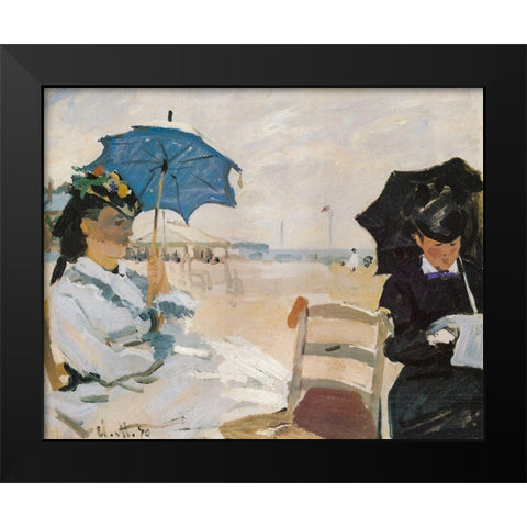 The Beach at Trouville 1870 Black Modern Wood Framed Art Print by Monet, Claude