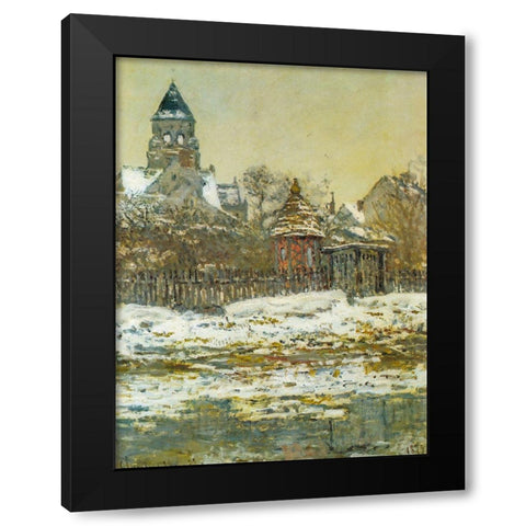The Church at Vetheuil 1879 Black Modern Wood Framed Art Print with Double Matting by Monet, Claude
