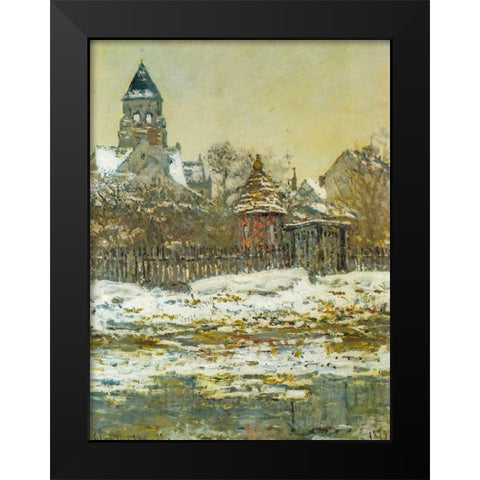 The Church at Vetheuil 1879 Black Modern Wood Framed Art Print by Monet, Claude