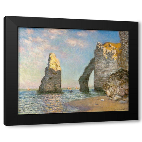 The Cliffs at Etretat 1885 Black Modern Wood Framed Art Print with Double Matting by Monet, Claude