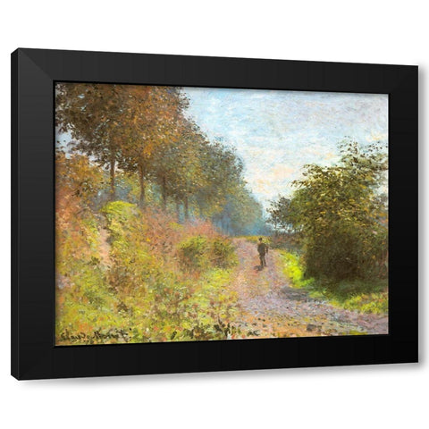 The Sheltered Path 1873 Black Modern Wood Framed Art Print with Double Matting by Monet, Claude
