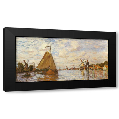 The Zaan at Zaandam 1871 Black Modern Wood Framed Art Print with Double Matting by Monet, Claude