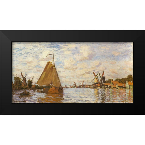 The Zaan at Zaandam 1871 Black Modern Wood Framed Art Print by Monet, Claude
