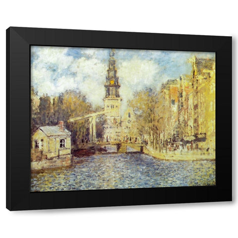 The Zuiderkerk-Amsterdam 1874 Black Modern Wood Framed Art Print with Double Matting by Monet, Claude