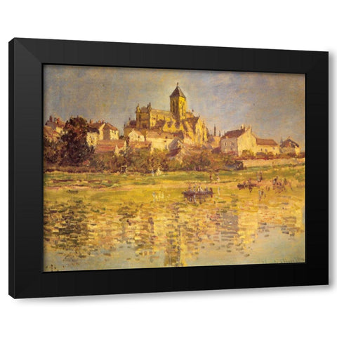 Vetheuil Church 1879 Black Modern Wood Framed Art Print with Double Matting by Monet, Claude