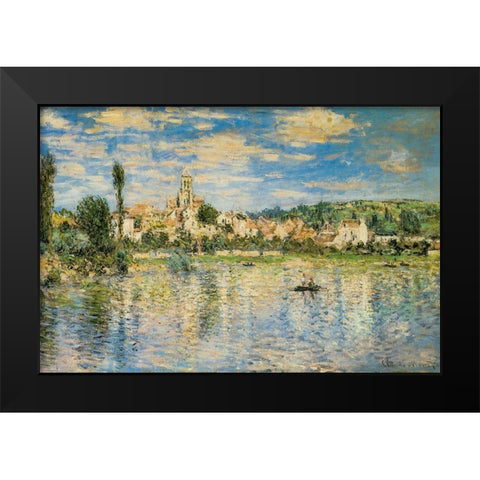 Vetheuil in Winter 1879 Black Modern Wood Framed Art Print by Monet, Claude