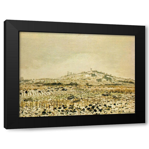 Vineyards in the Snow 1873 Black Modern Wood Framed Art Print with Double Matting by Monet, Claude