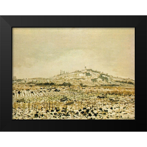 Vineyards in the Snow 1873 Black Modern Wood Framed Art Print by Monet, Claude