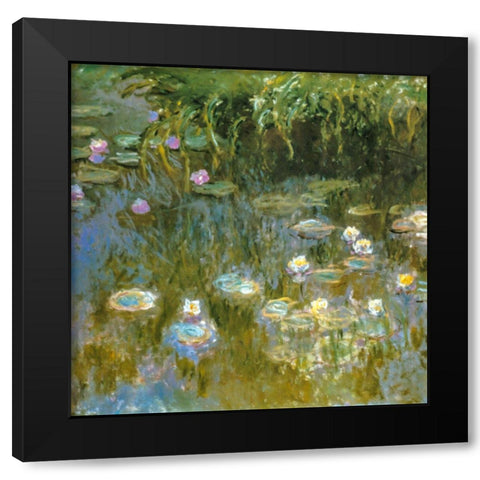 Water-lilies 1888 Black Modern Wood Framed Art Print with Double Matting by Monet, Claude