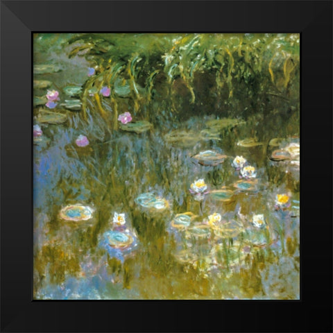 Water-lilies 1888 Black Modern Wood Framed Art Print by Monet, Claude