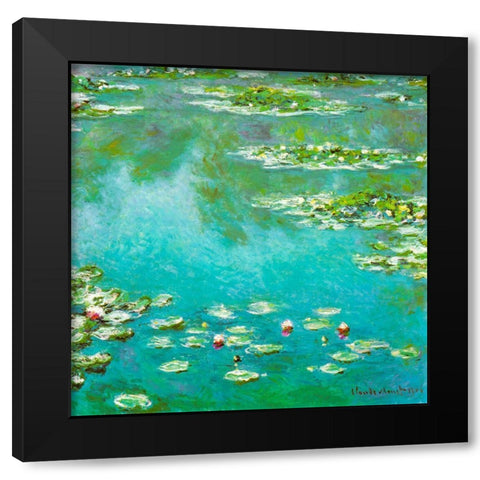 Water-lilies 1906 Black Modern Wood Framed Art Print with Double Matting by Monet, Claude