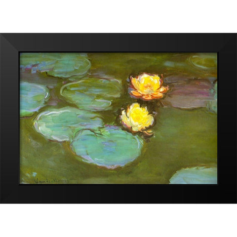 Water-lilies II 1907 Black Modern Wood Framed Art Print by Monet, Claude