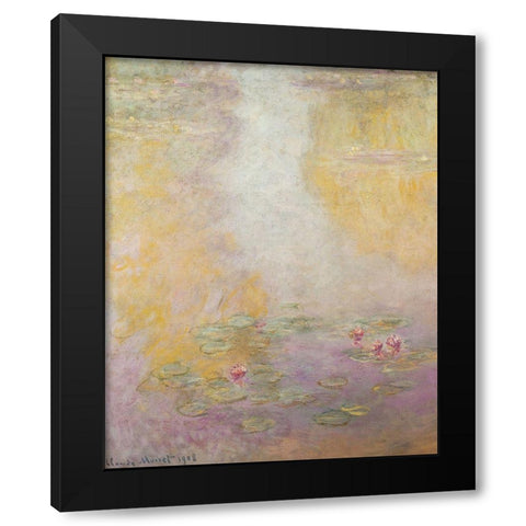 Water-lilies 1908 Black Modern Wood Framed Art Print with Double Matting by Monet, Claude