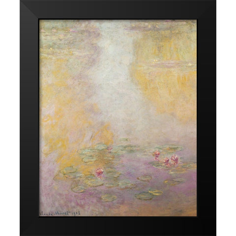 Water-lilies 1908 Black Modern Wood Framed Art Print by Monet, Claude