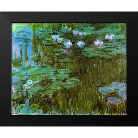 Water-lilies II 1909 Black Modern Wood Framed Art Print by Monet, Claude
