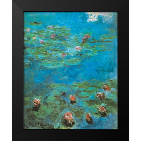 Water-lilies 1920 Black Modern Wood Framed Art Print by Monet, Claude