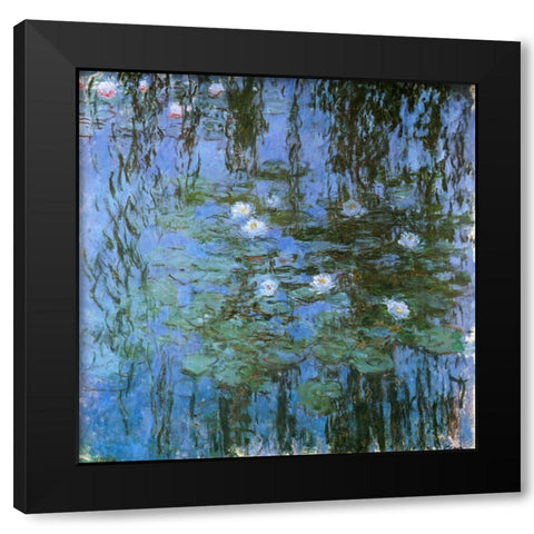 Water-lilies blue 1915 Black Modern Wood Framed Art Print by Monet, Claude