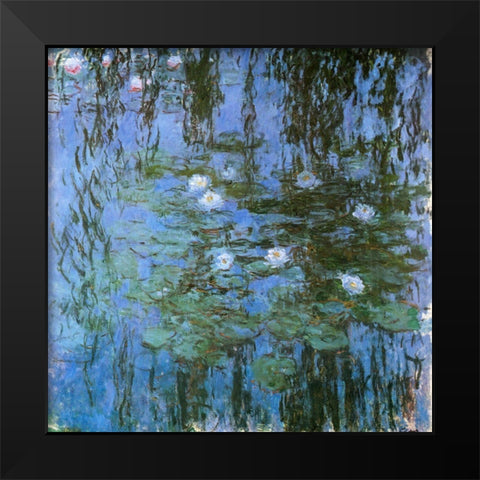 Water-lilies blue 1915 Black Modern Wood Framed Art Print by Monet, Claude