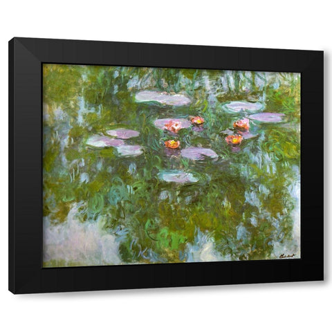 Water-lilies 1911 Black Modern Wood Framed Art Print with Double Matting by Monet, Claude