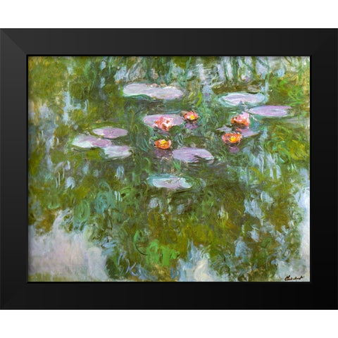 Water-lilies 1911 Black Modern Wood Framed Art Print by Monet, Claude