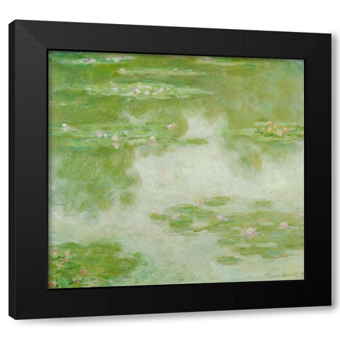 Water-lilies green 1907 Black Modern Wood Framed Art Print with Double Matting by Monet, Claude