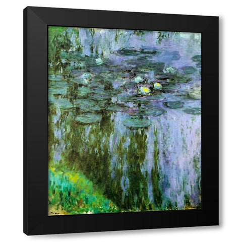 Water-lilies purple-green 1909 Black Modern Wood Framed Art Print by Monet, Claude
