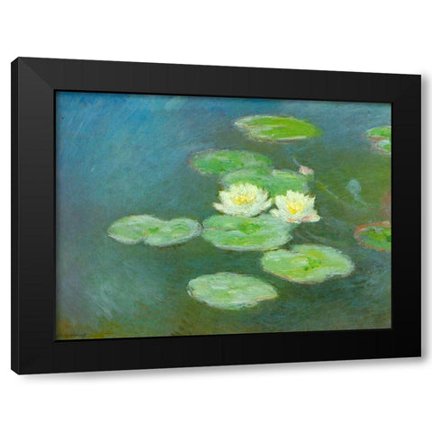 Water-lilies-evening 1908 Black Modern Wood Framed Art Print with Double Matting by Monet, Claude