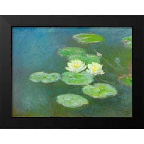 Water-lilies-evening 1908 Black Modern Wood Framed Art Print by Monet, Claude