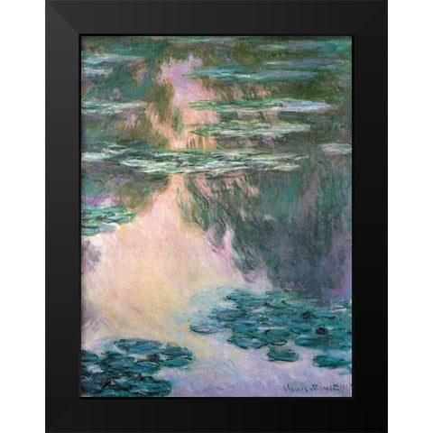 Water-lily pond 1907 Black Modern Wood Framed Art Print by Monet, Claude