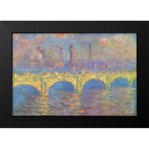 Waterloo Bridge II 1900 Black Modern Wood Framed Art Print by Monet, Claude